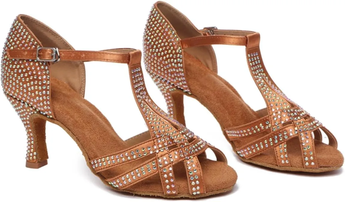Glitter Dance Shoes for Women Rhinestones Ballroom Stylish Bridal Wedding Sandals