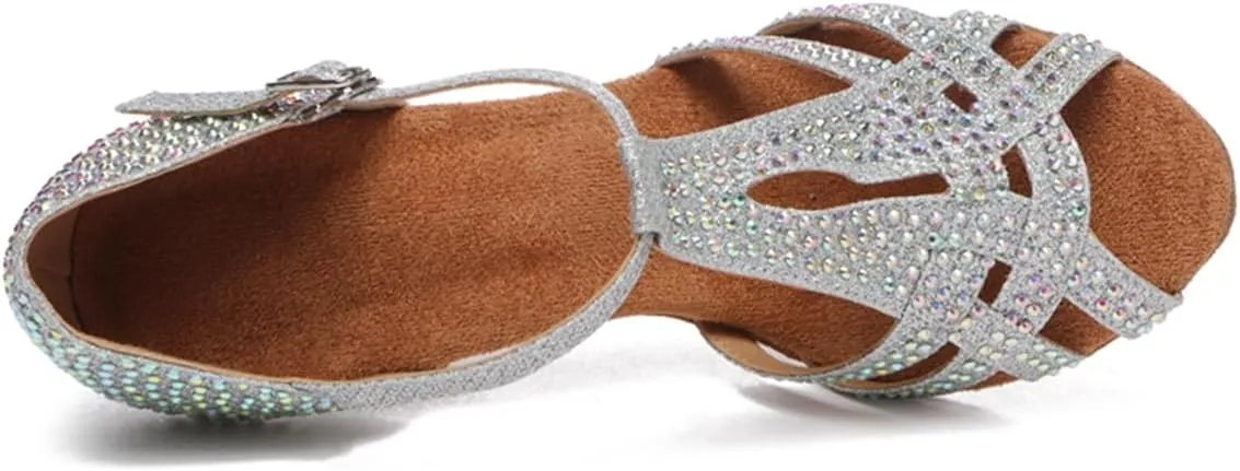 Glitter Dance Shoes for Women Rhinestones Ballroom Stylish Bridal Wedding Sandals