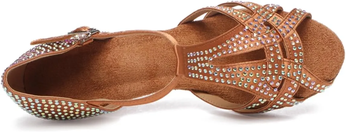 Glitter Dance Shoes for Women Rhinestones Ballroom Stylish Bridal Wedding Sandals