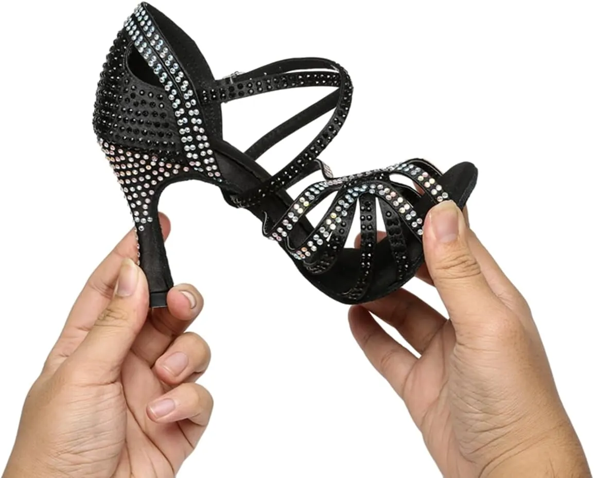 Glitter Dance Shoes for Women Rhinestones Ballroom Stylish Bridal Wedding Sandals