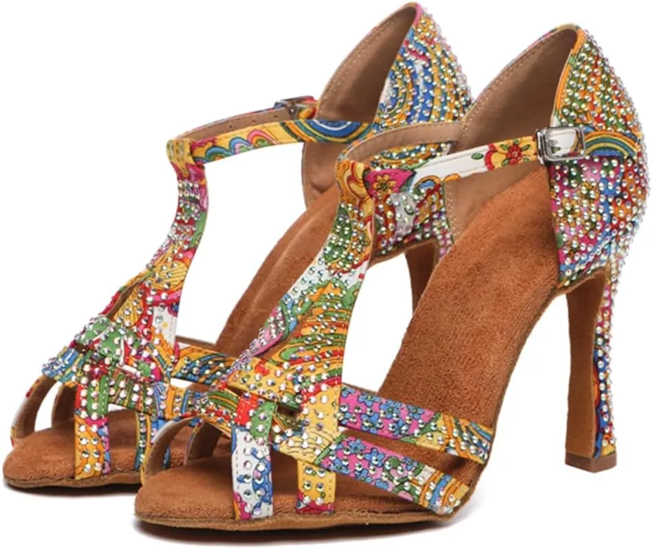Glitter Dance Shoes for Women Rhinestones Ballroom Stylish Bridal Wedding Sandals