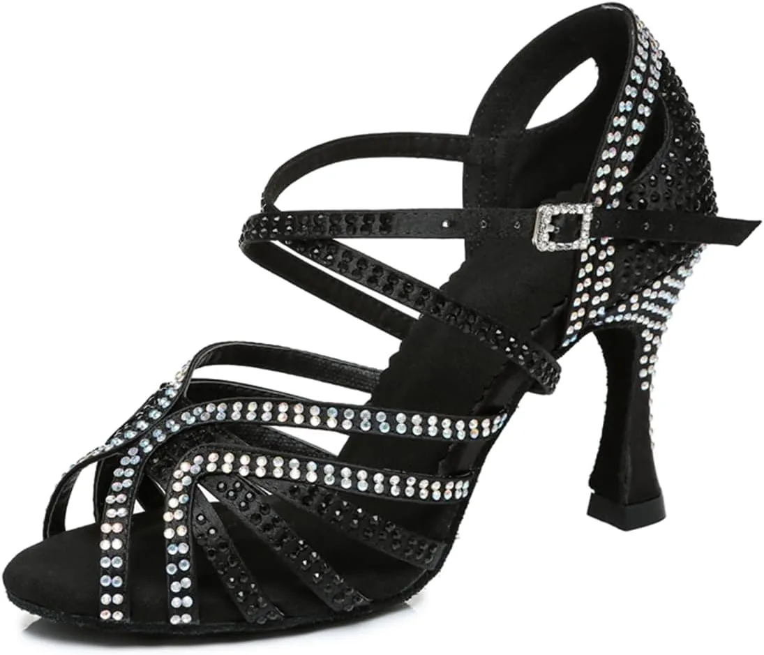 Glitter Dance Shoes for Women Rhinestones Ballroom Stylish Bridal Wedding Sandals