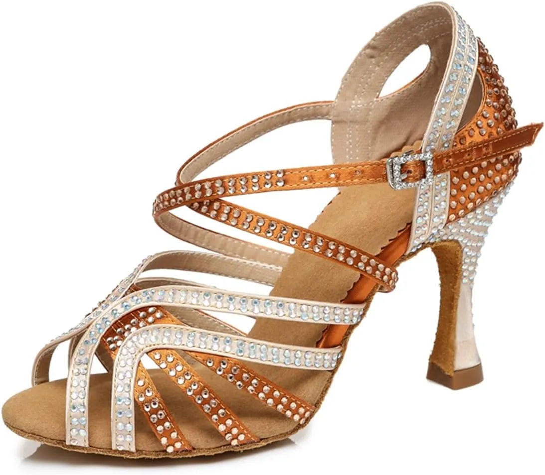 Glitter Dance Shoes for Women Rhinestones Ballroom Stylish Bridal Wedding Sandals