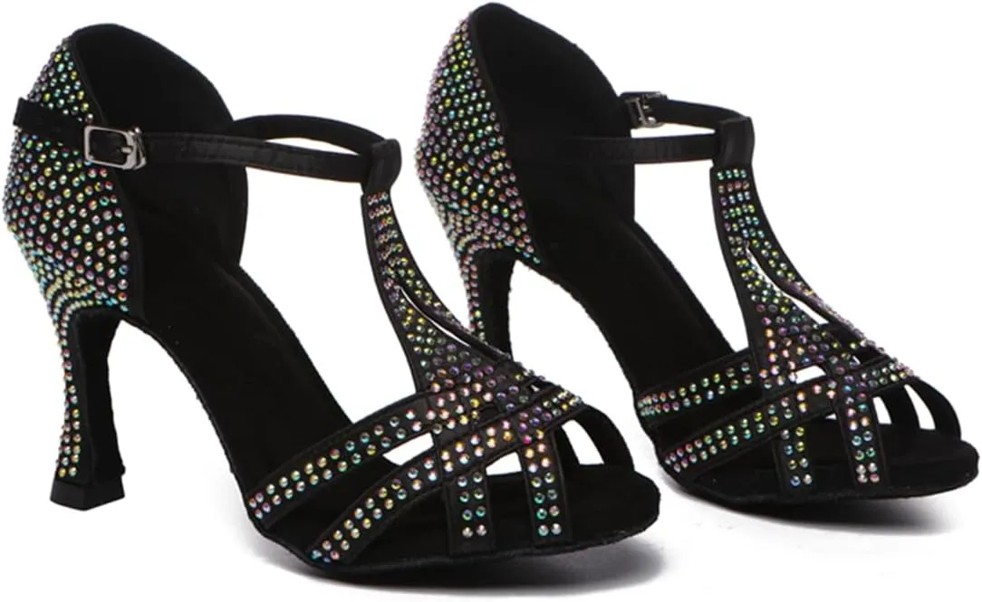 Glitter Dance Shoes for Women Rhinestones Ballroom Stylish Bridal Wedding Sandals