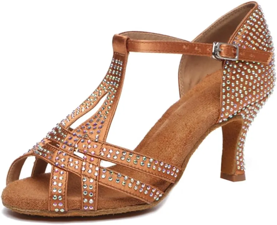Glitter Dance Shoes for Women Rhinestones Ballroom Stylish Bridal Wedding Sandals