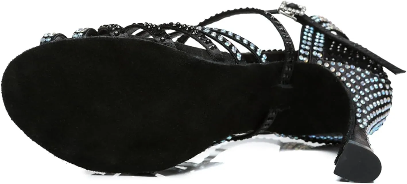 Glitter Dance Shoes for Women Rhinestones Ballroom Stylish Bridal Wedding Sandals