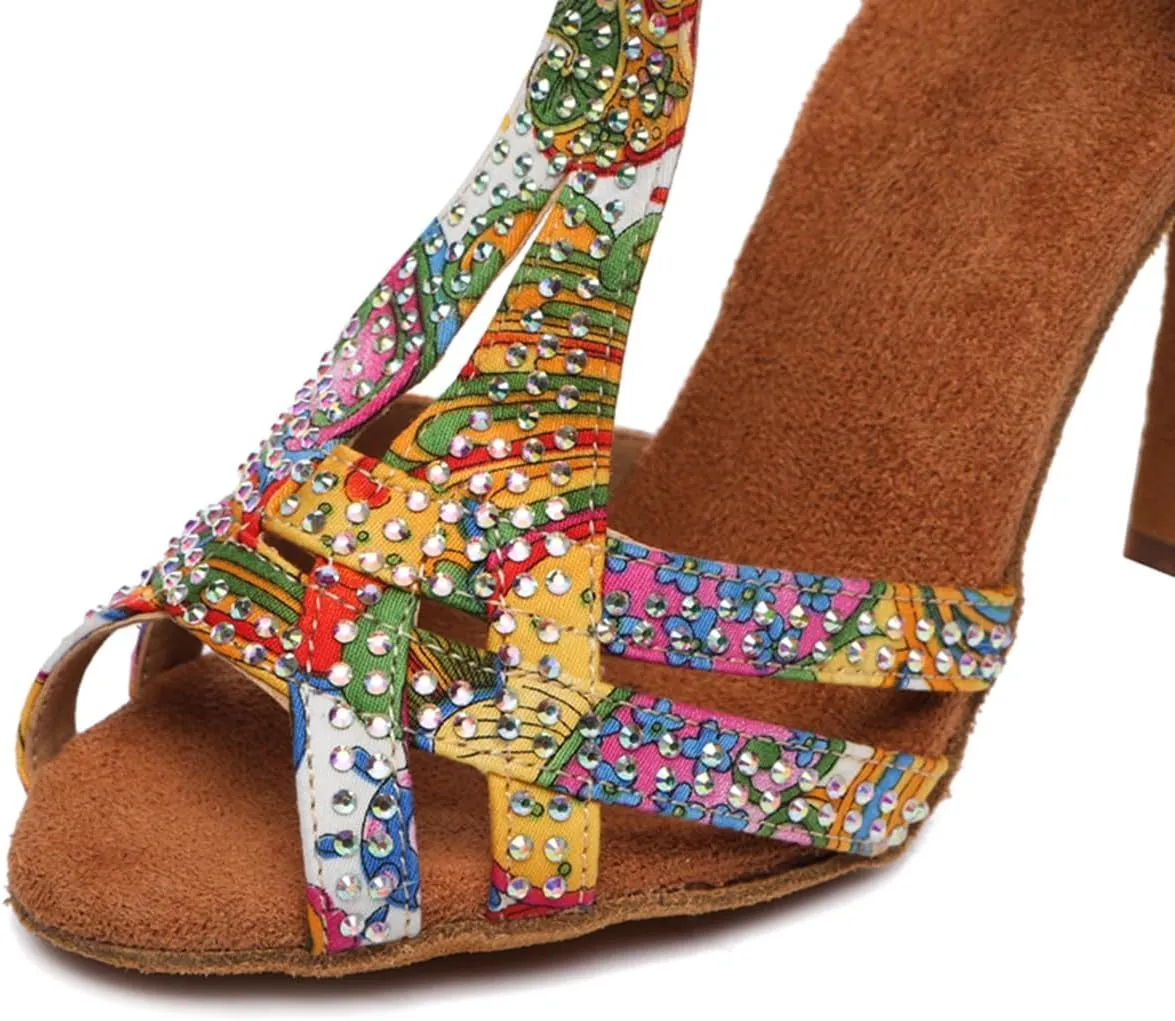 Glitter Dance Shoes for Women Rhinestones Ballroom Stylish Bridal Wedding Sandals