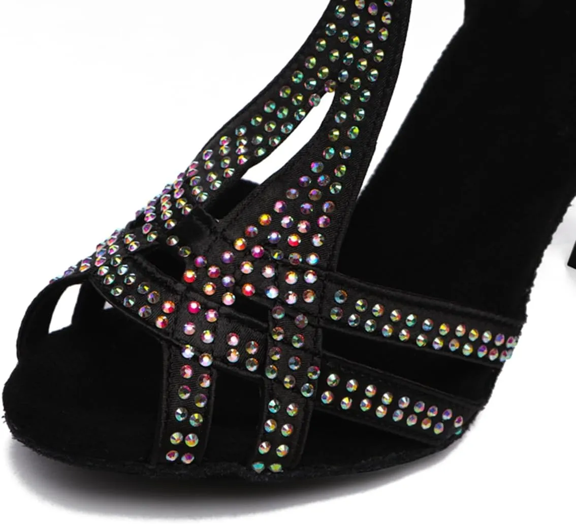 Glitter Dance Shoes for Women Rhinestones Ballroom Stylish Bridal Wedding Sandals