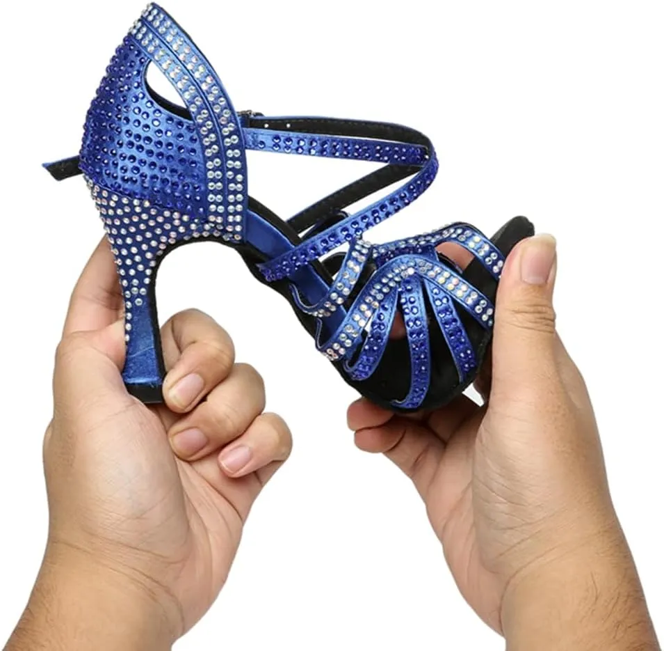 Glitter Dance Shoes for Women Rhinestones Ballroom Stylish Bridal Wedding Sandals