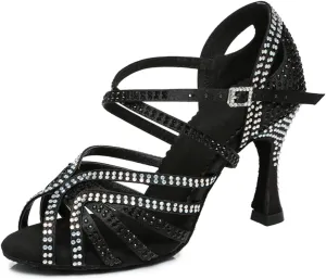 Glitter Dance Shoes for Women Rhinestones Ballroom Stylish Bridal Wedding Sandals