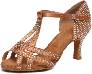 Glitter Dance Shoes for Women Rhinestones Ballroom Stylish Bridal Wedding Sandals