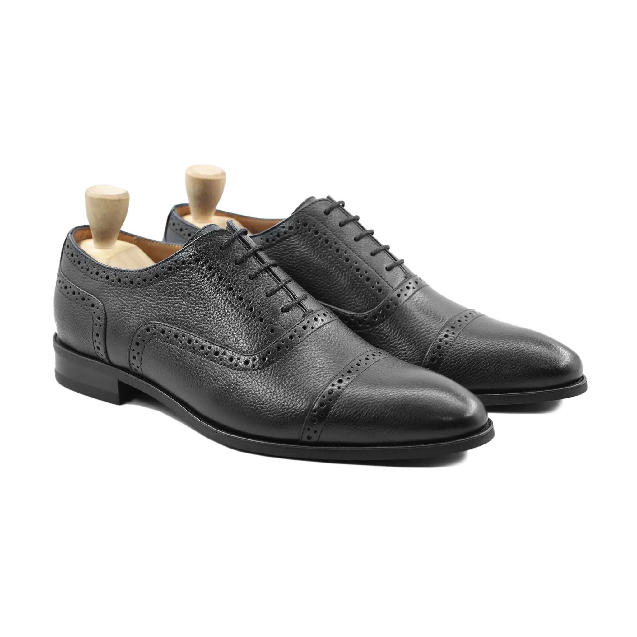 Ieper - Men's Black Pebble Grain Leather Oxford Shoe