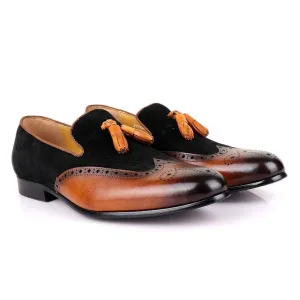 John Mendon Black Suede And Brown Leather Shoe