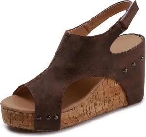 Ladmiple Platform Sandals Women Dressy Comfy Wedge Ankle Strap Open Toe Sandals Comfortable Slip on Casual Summer Dress Shoes