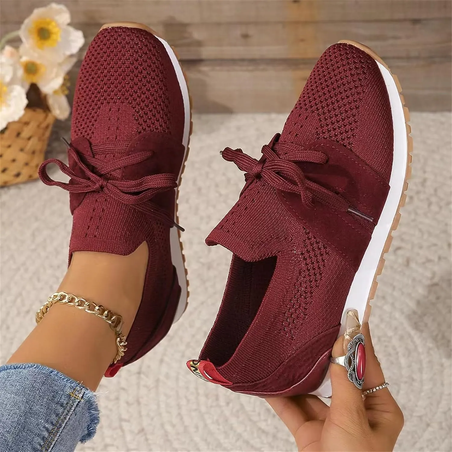 Ladmiple Running Shoes For Women Slip On Non Slip Walking Lightweight Gym Workout Tennis Shoes Fashion Athletic Sneakers 2025