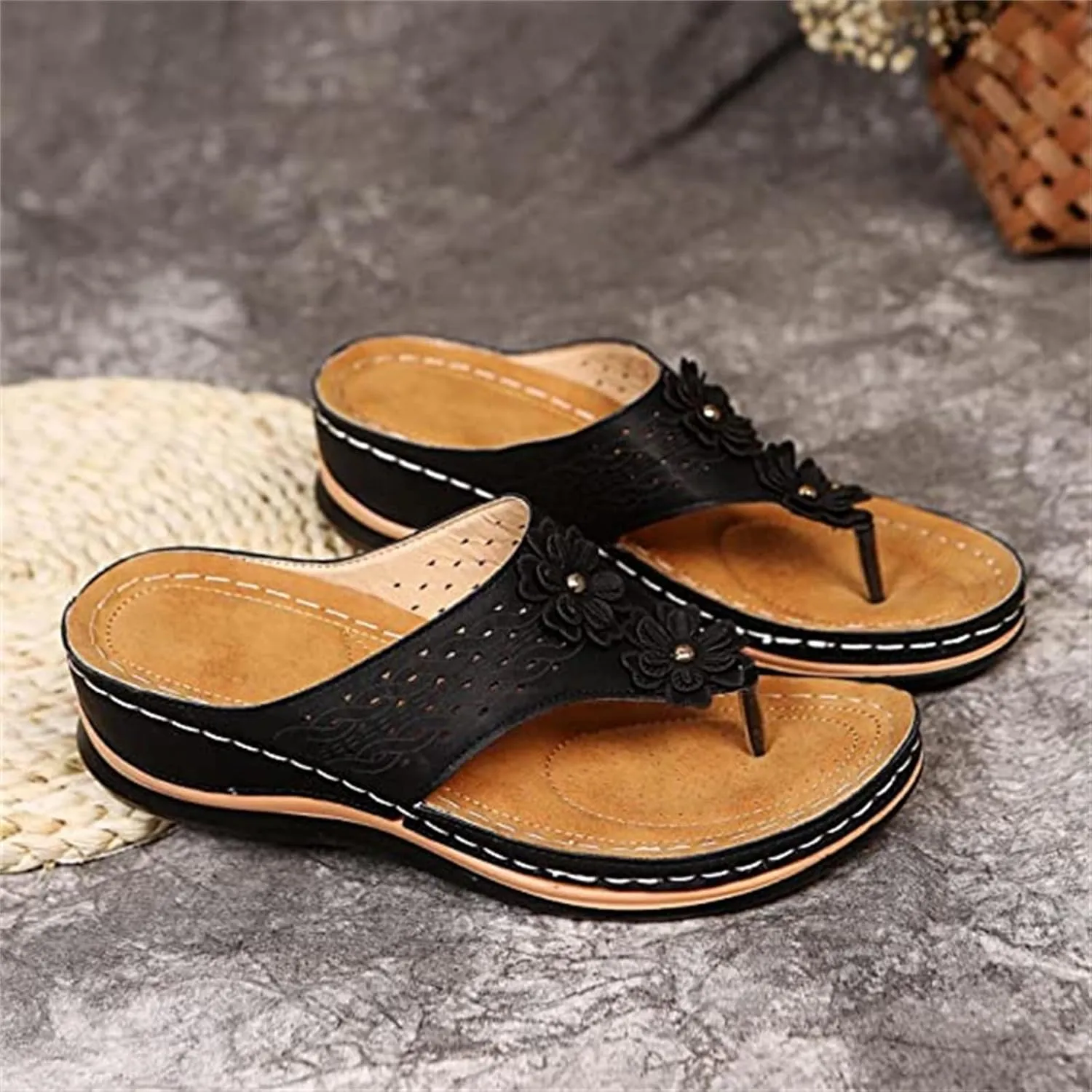 Ladmiple Sandals for Women Casual Summer Womens Orthopedic Sandal Arch Support Roman Open Toe Flip Flops Dressy Shoes
