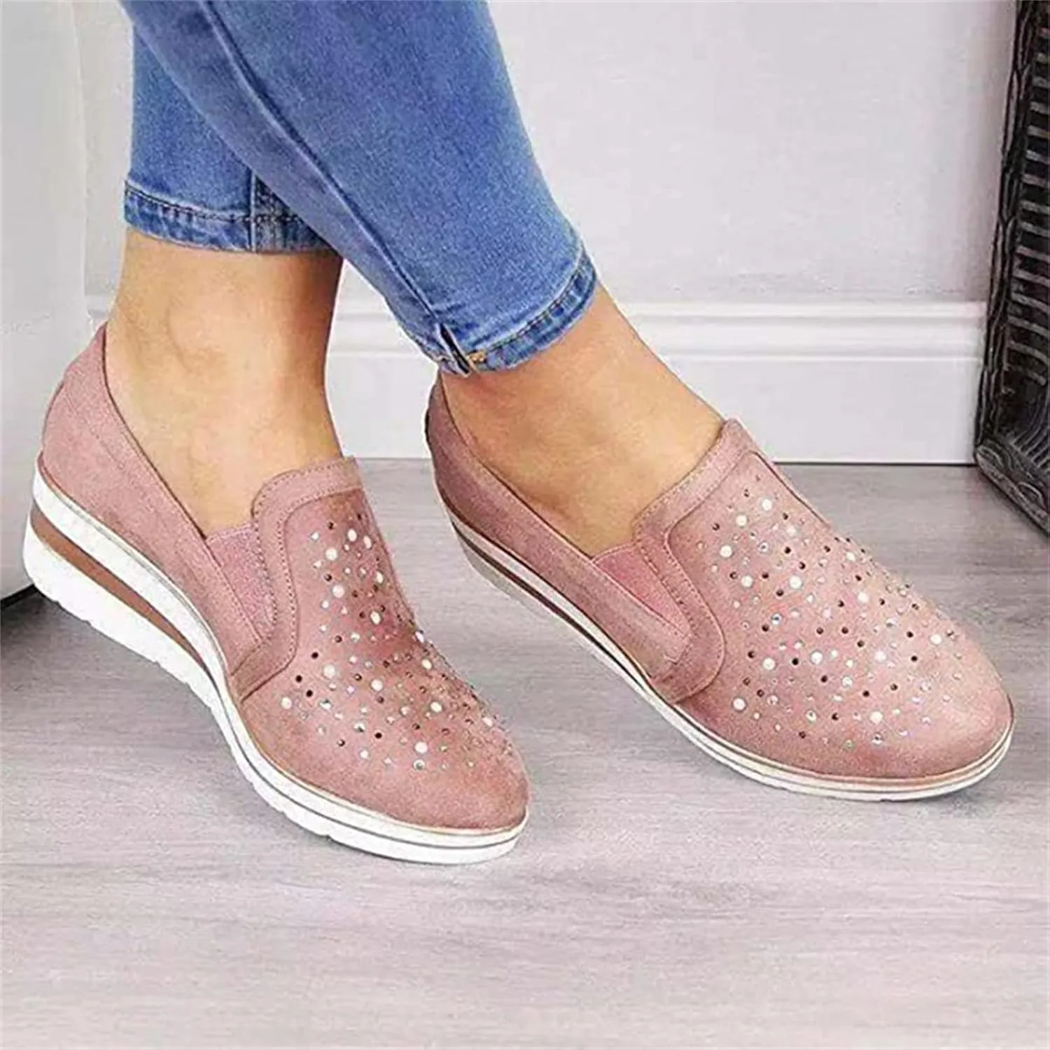 Ladmiple Sneakers For Women Comfortable Shoes Slip On Platform Shoes Fashion Dressy Casual Summer Walking Flats Loafers