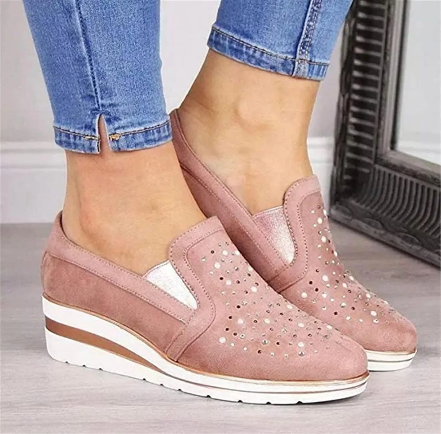 Ladmiple Sneakers For Women Comfortable Shoes Slip On Platform Shoes Fashion Dressy Casual Summer Walking Flats Loafers