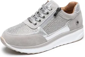 Ladmiple Sneakers For Women Walking Shoes Comfortable Casual Lace Up Dressy Summer Fashion Slip On Platform Flats Loafer
