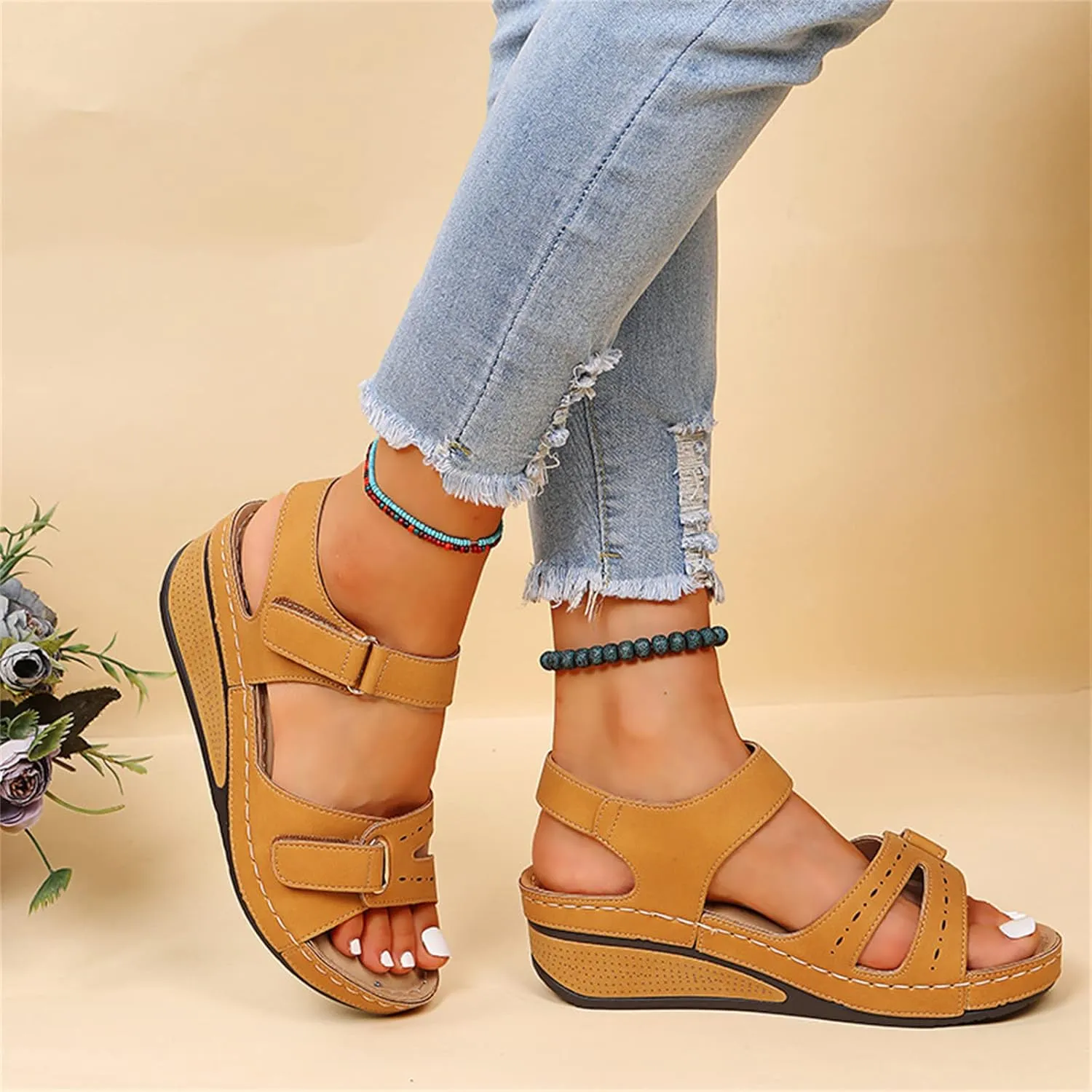 Ladmiple Womens Sandals Dressy Comfortable Summer Flip Flops Arch Support Slipper Beach Roman Open Toe Orthopedic Sandal