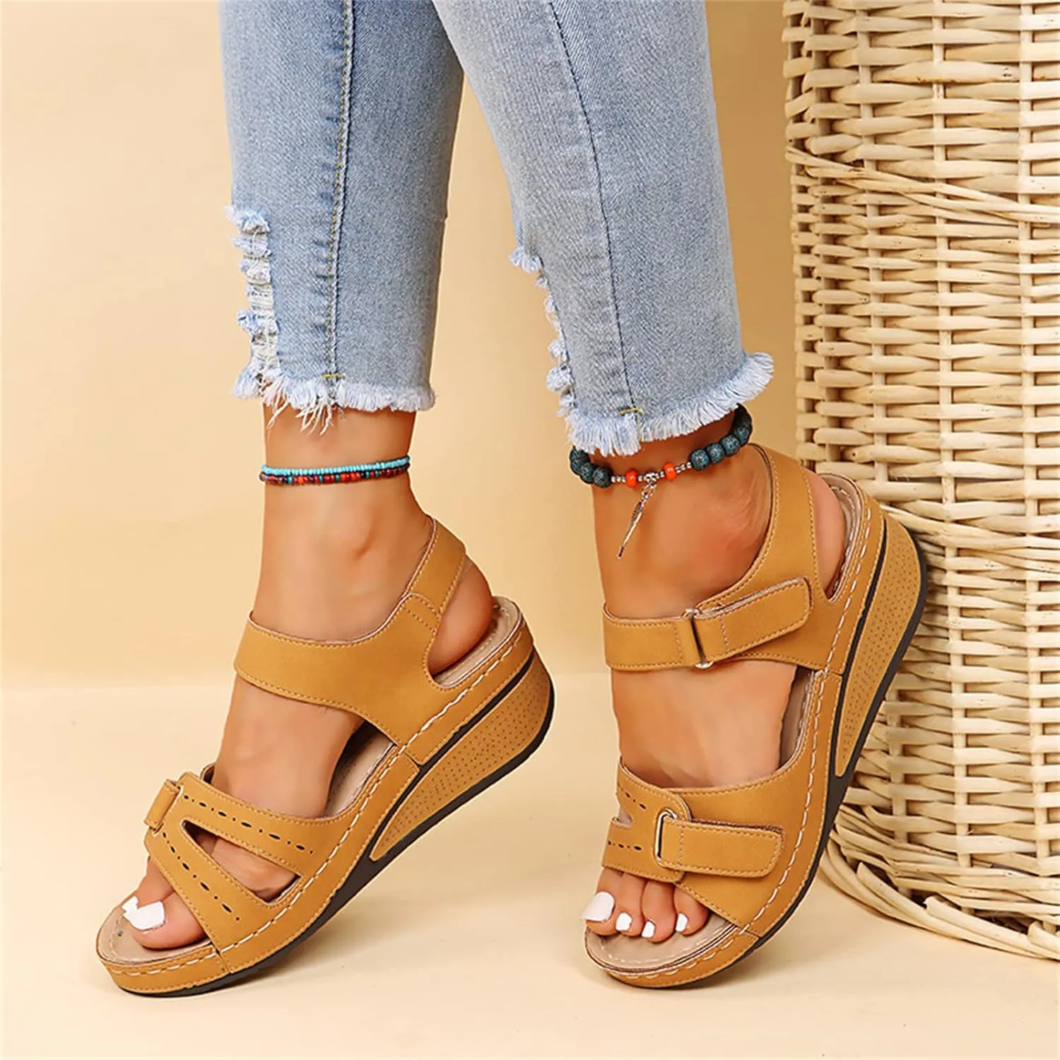 Ladmiple Womens Sandals Dressy Comfortable Summer Flip Flops Arch Support Slipper Beach Roman Open Toe Orthopedic Sandal