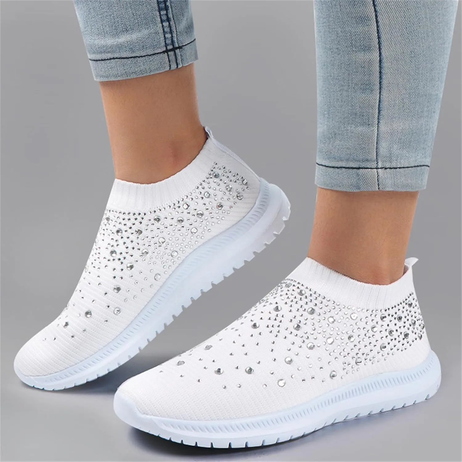 Lausiuoe Sneakers For Women Walking Shoes Slip On Tennis Shoes Lightweight Casual Sneakers for Gym Travel Work Running
