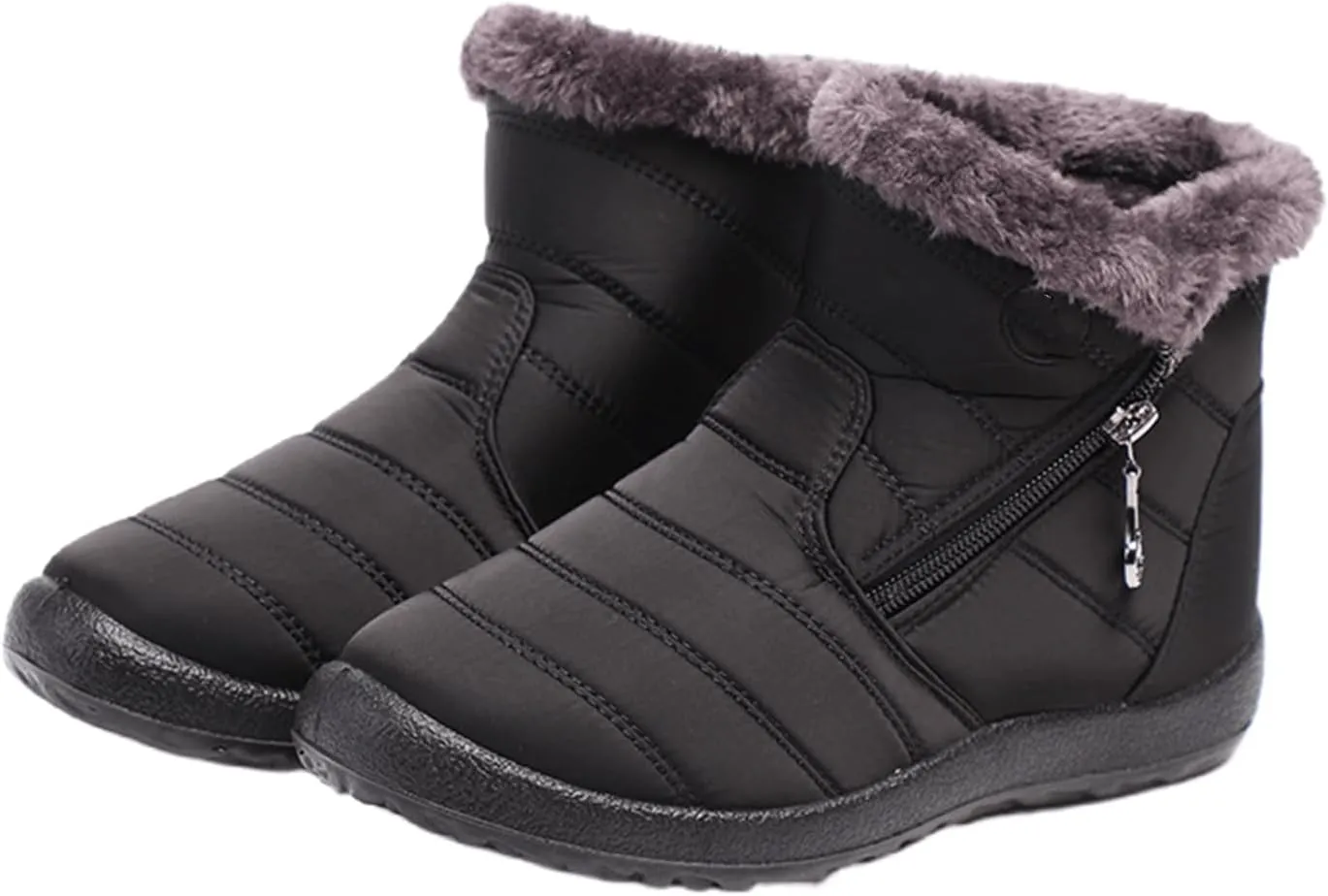 Lausiuoe Snow Boots For Women Waterproof Insulated Non Slip Winter Fur Lining Comfortable Outdoor Ankle Booties Shoes