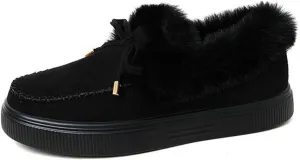 Lausiuoe Winter Fashion Boots For Women 2024 Ankle Boot Slip On Comfortable Snow Fuzzy Booties Casual Fur Lined Loafers Shoes