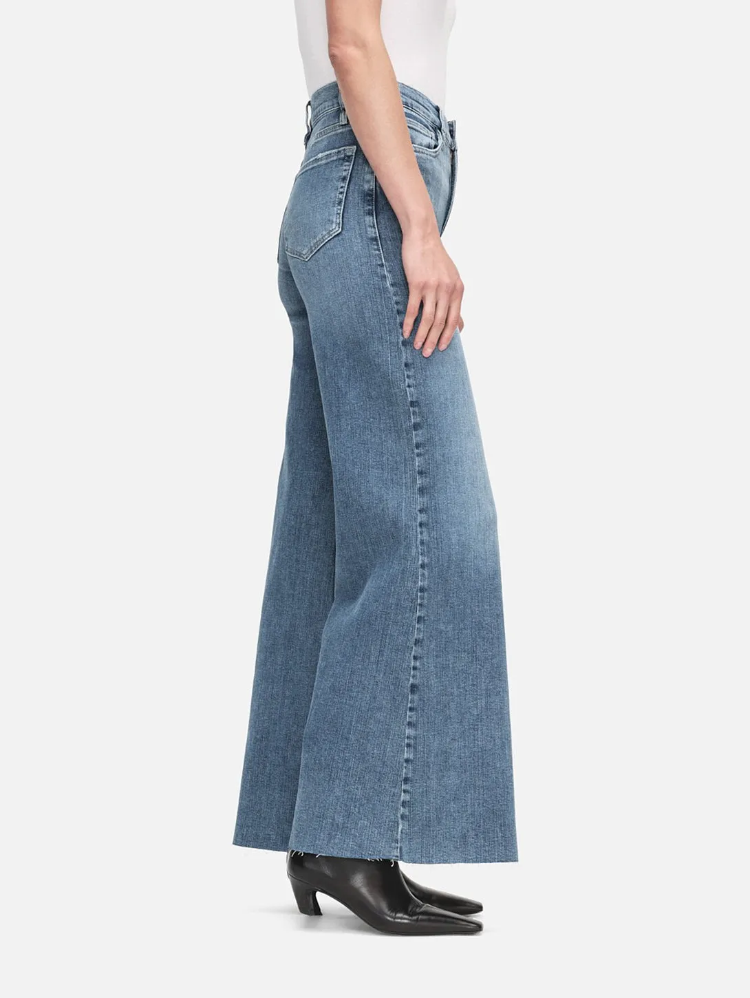Le Palazzo Crop Raw Fray Jean - Daphne Blue