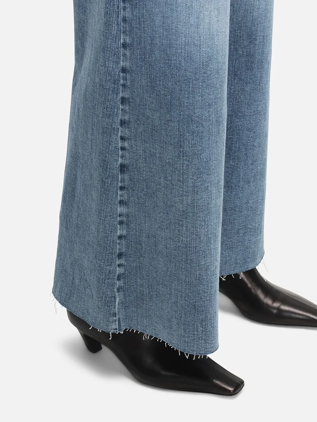 Le Palazzo Crop Raw Fray Jean - Daphne Blue