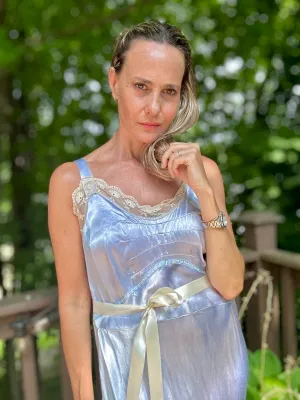 Light Blue satin Slip dress - 50s
