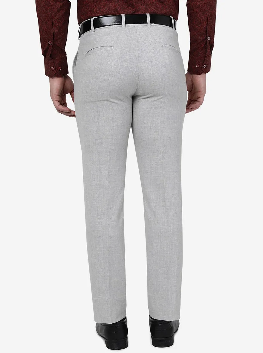 Light Grey Solid Slim Fit Formal Trouser | JB Studio