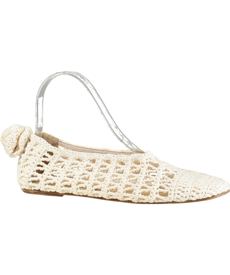 Magda Butrym Cream 10mm Crochet Ballerina Flats UK 5 EU 38 