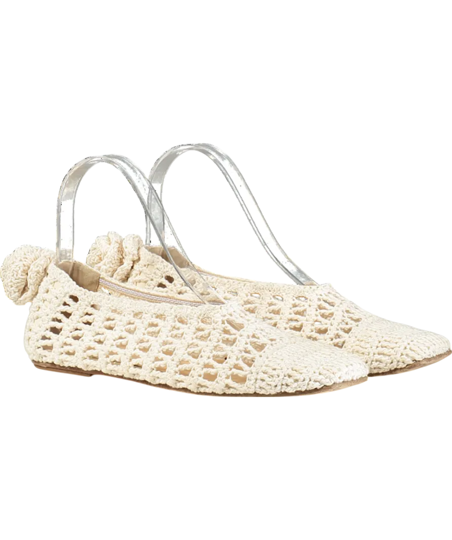 Magda Butrym Cream 10mm Crochet Ballerina Flats UK 5 EU 38 