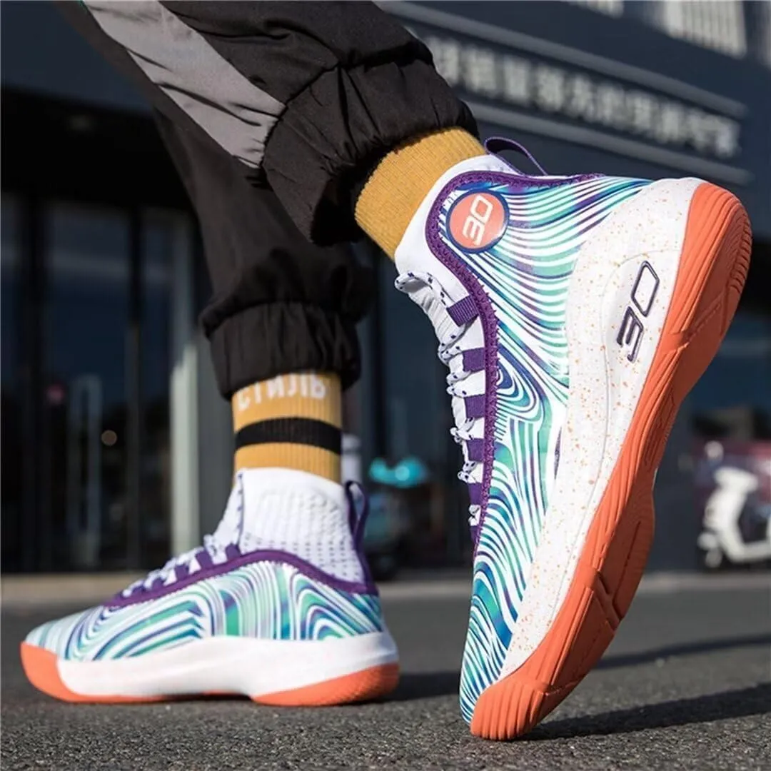 Men's High top Basketball Shoes Anti Slip Wear-Resistant Breathable Indoor Outdoor Trendy Sports Training Boots