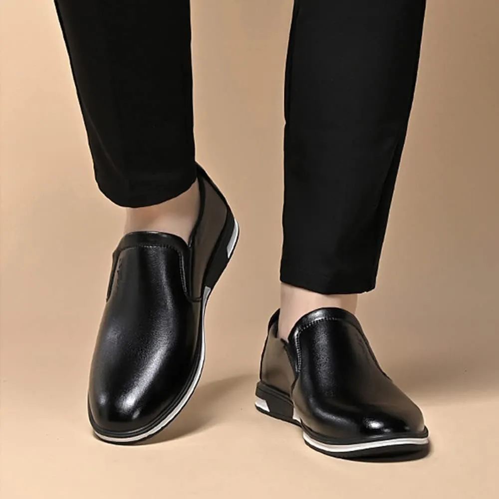 Men's Leather Fashion Loafers Casual Slip-on Round Toe Breathable Business Dress Shoes for Driving Walking