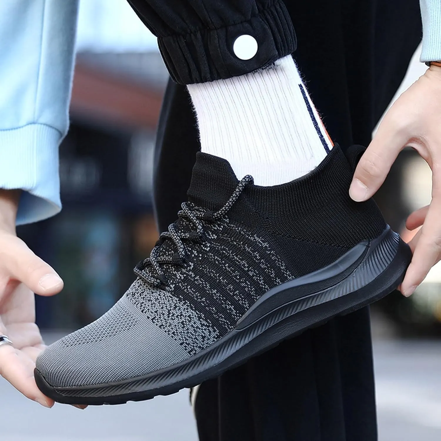 Mens Slip On Walking Sneakers Running Shoes Trainers Athletic Gym Fitness Sport Shoes with Arch Support Non Slip Breathable Mesh Workout Fashion Breathable Comfortable Shoe