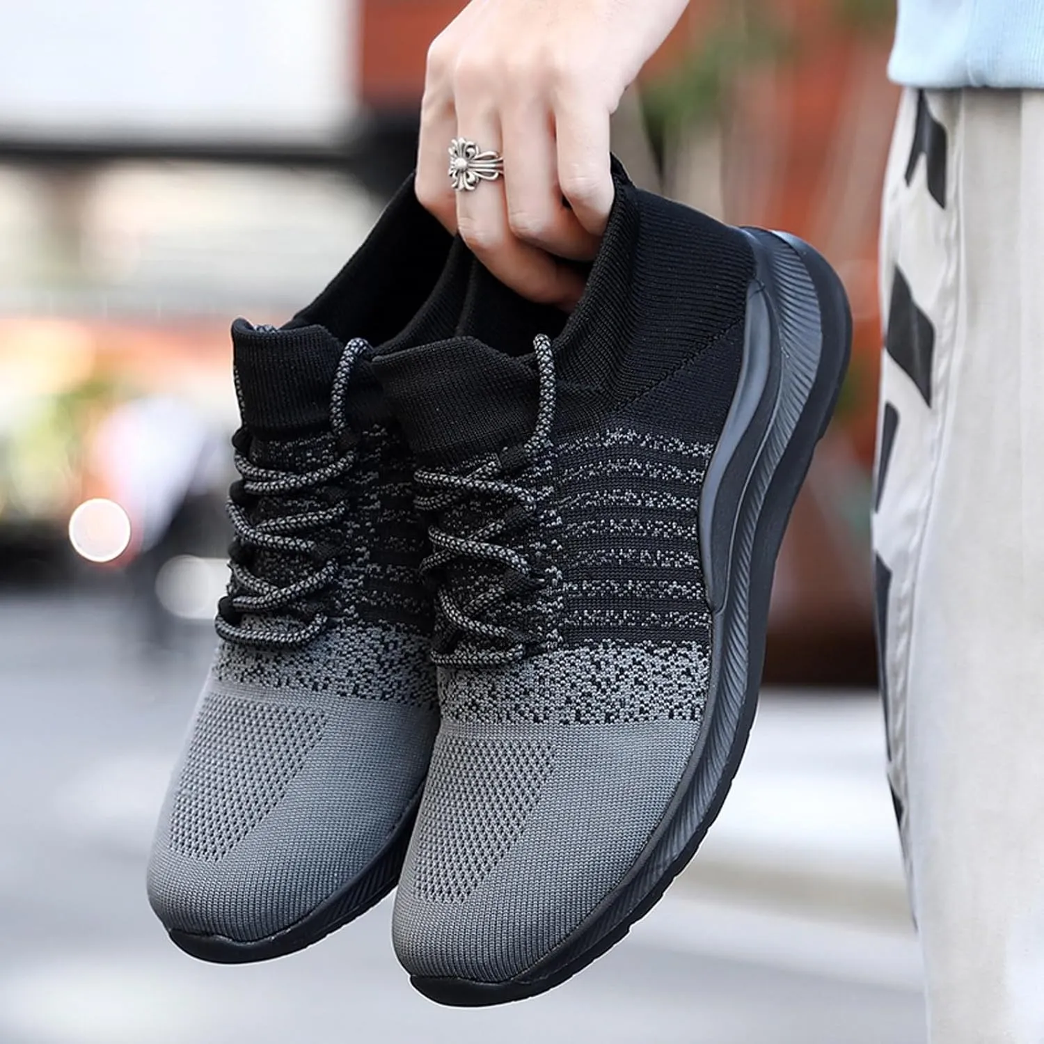Mens Slip On Walking Sneakers Running Shoes Trainers Athletic Gym Fitness Sport Shoes with Arch Support Non Slip Breathable Mesh Workout Fashion Breathable Comfortable Shoe