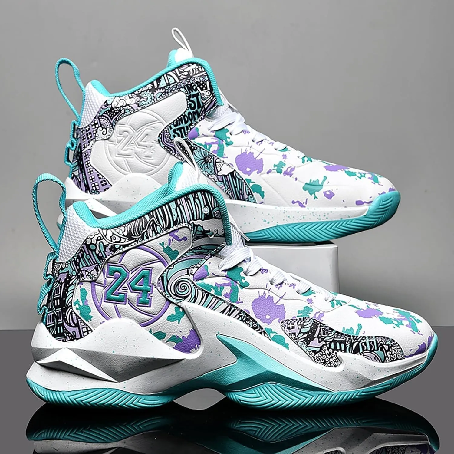 Men's Trendy High Top Basketball Shoes Anti Slip Wear-Resistant Sports Training Boots