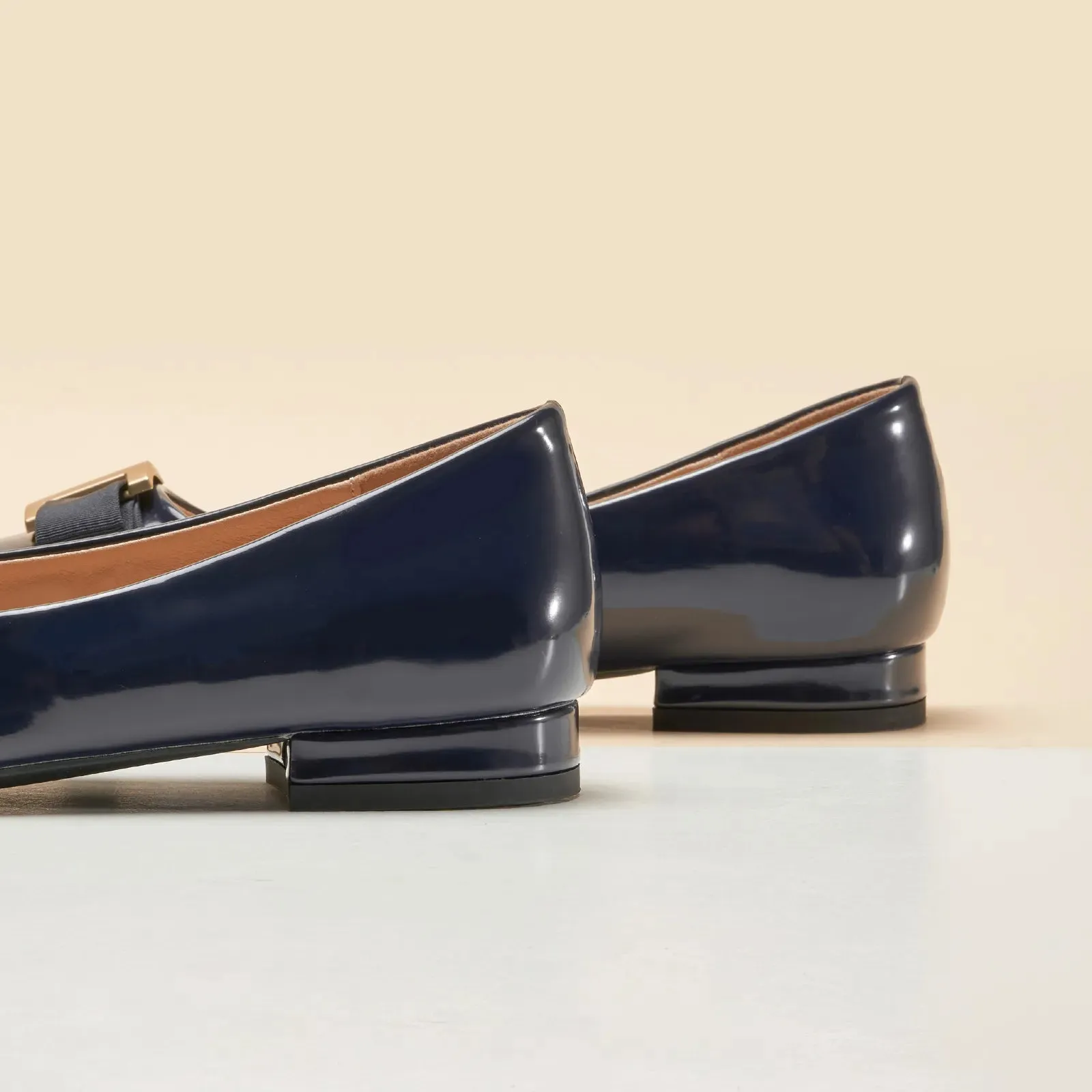 Metal Buckle bow Flats (Anita) Navy