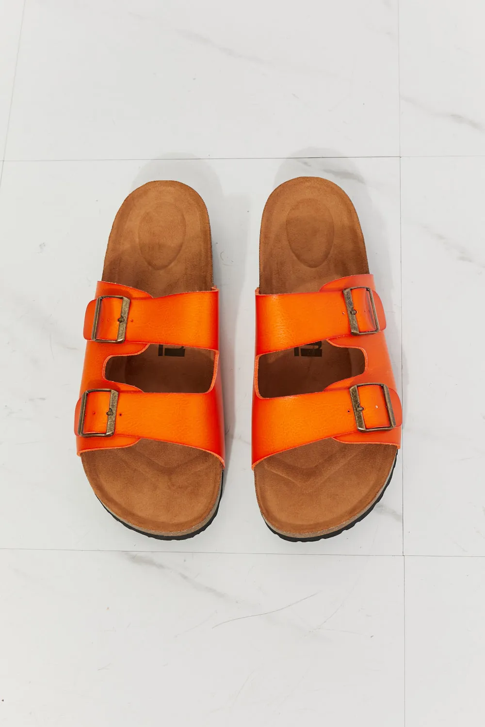 MMShoes Feeling Alive Double Banded Slide Sandals in Orange