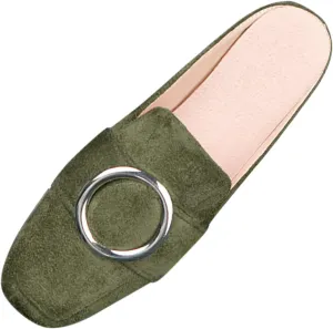 Mules for Woman Buckle Flats Comfortable Slip on Women Mules Flats Shoes Backless Loafers