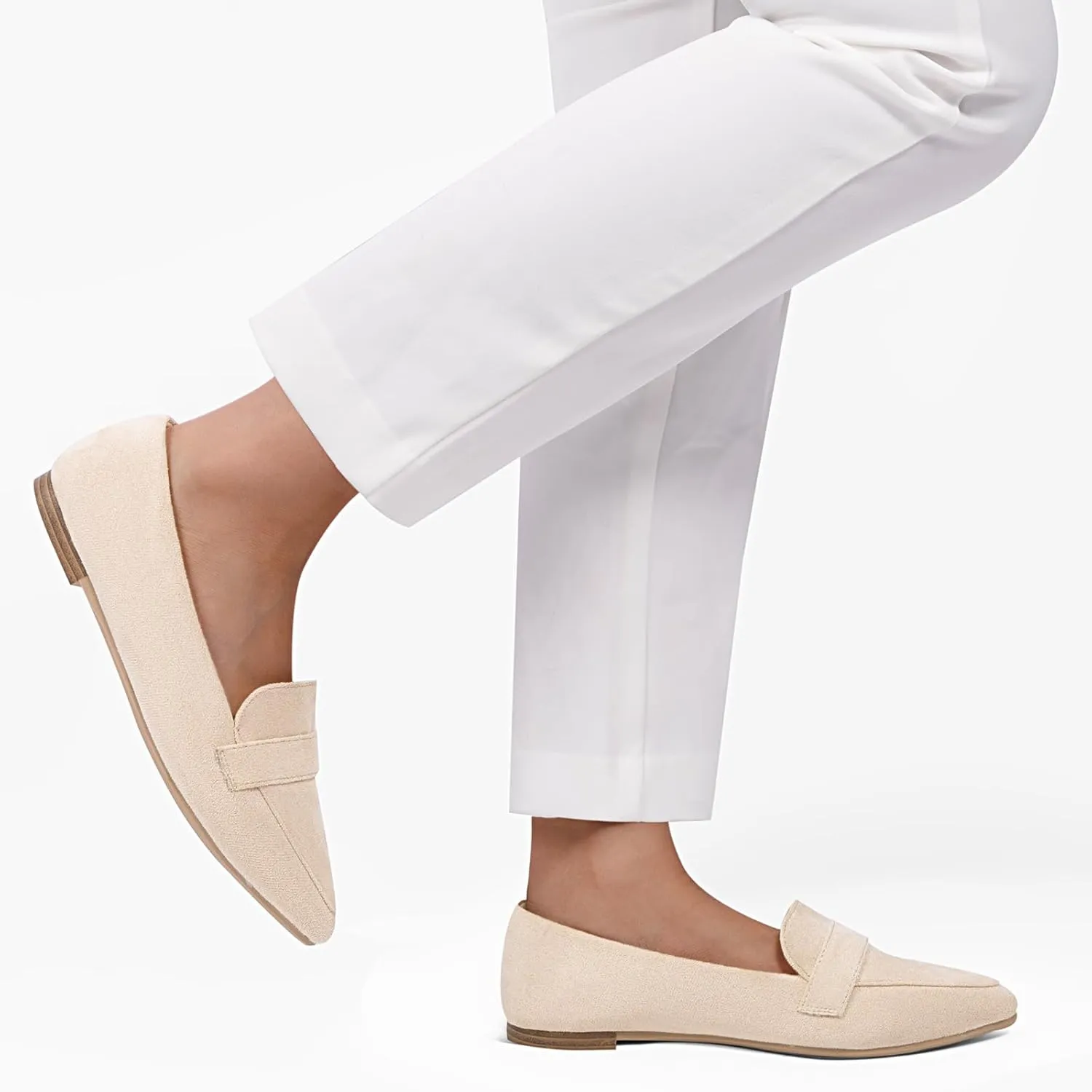 MUSSHOE Flats for Women Comfortable Pointed Toe Slip on Dressy Loafers for Women