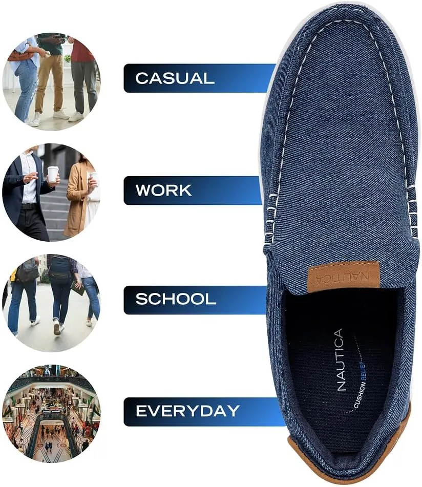 Nautica Men's Slip-On Loafers Casual Moc Toe Sneakers Boat Shoes Slipper for Men  Lightweight & Comfortable - Derwin