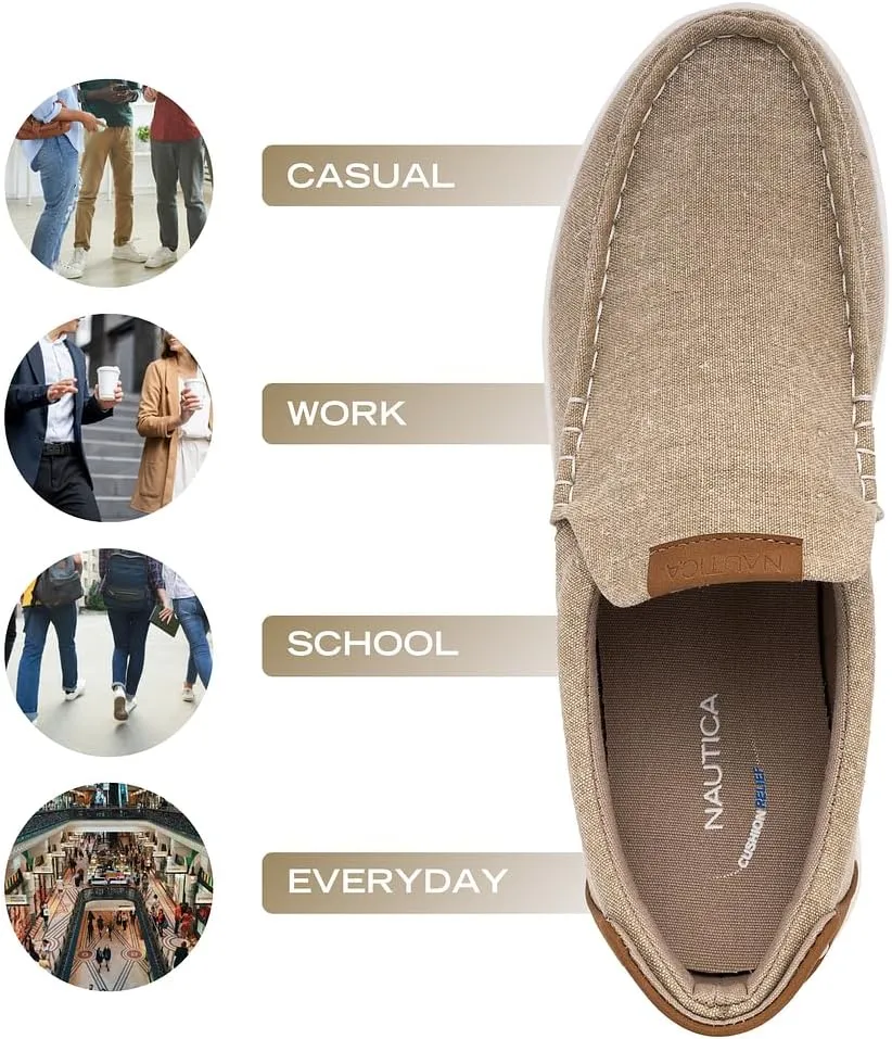 Nautica Men's Slip-On Loafers Casual Moc Toe Sneakers Boat Shoes Slipper for Men  Lightweight & Comfortable - Derwin