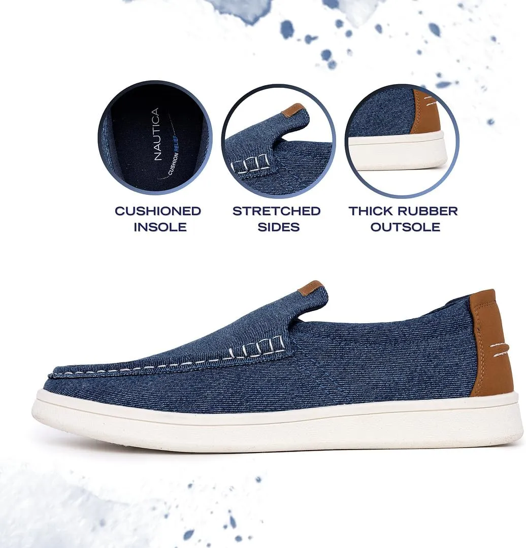 Nautica Men's Slip-On Loafers Casual Moc Toe Sneakers Boat Shoes Slipper for Men  Lightweight & Comfortable - Derwin