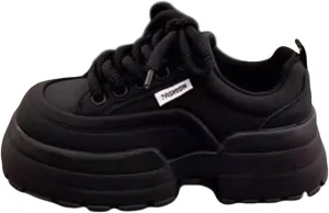 Non Slip Shoes Women Faux Pu Leather Thick Paltform Cute Walking Sneakers Comfortable Outdoor Running Workout Shoes