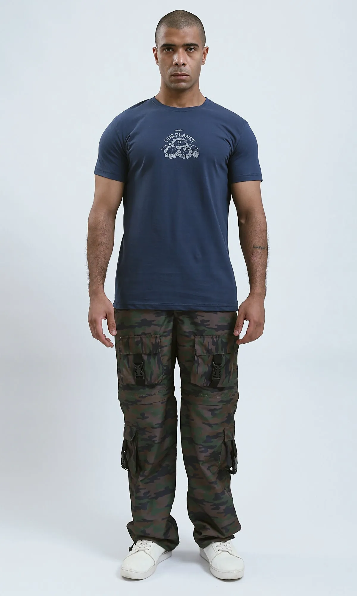 O179009 - Navy Blue Printed "Our Planet" Short Sleeves