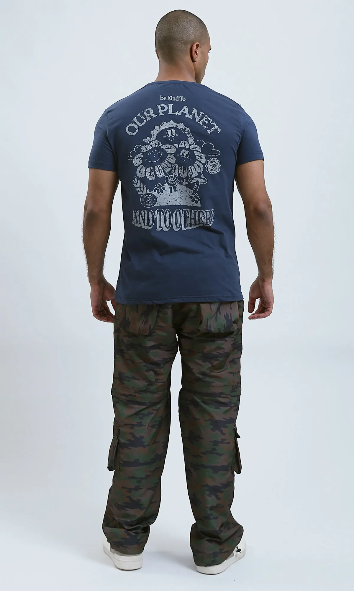 O179009 - Navy Blue Printed "Our Planet" Short Sleeves