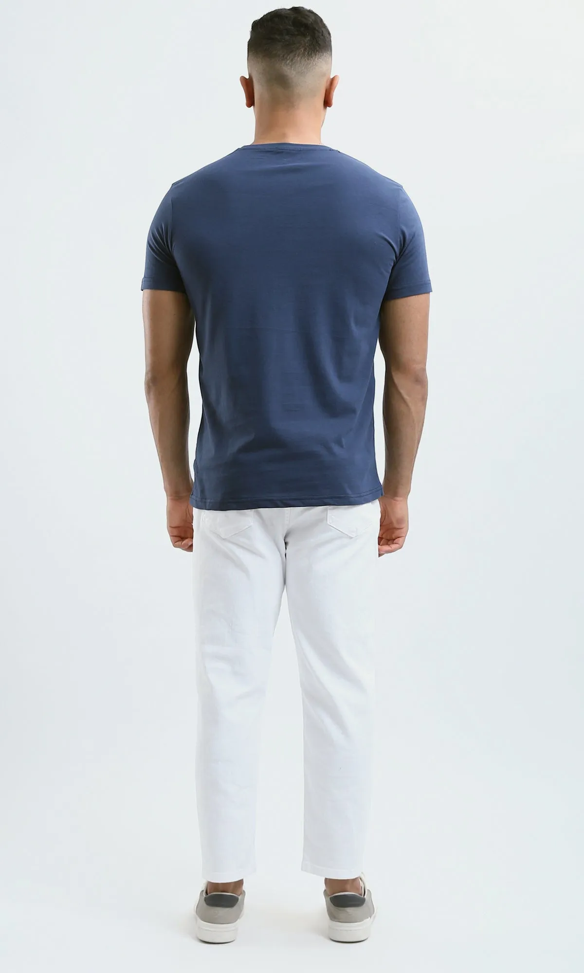 O179010 Crew Neck Navy Blue Slip On Summer Tee